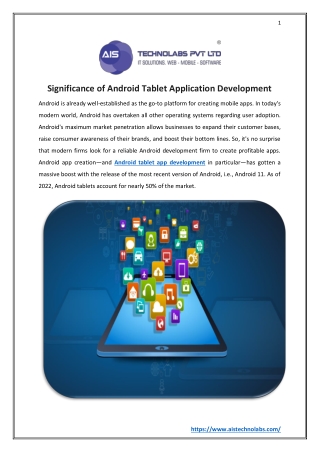 Significance of Android Tablet Application Development