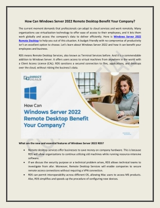 How Can Windows Server 2022 Remote Desktop Benefit Your Company?