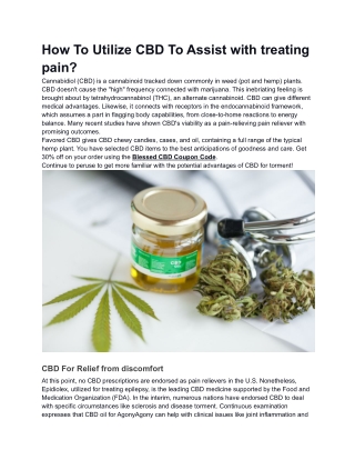 How To Utilize CBD To Assist with treating pain