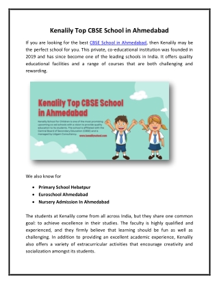 Kenalily Top CBSE School in Ahmedabad