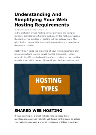 Understanding And Simplifying Your Web Hosting Request