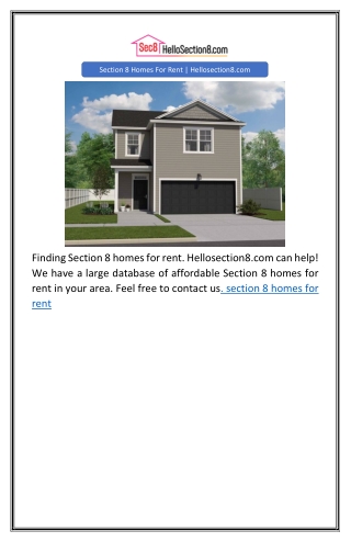 Section 8 Homes For Rent | Hellosection8.com