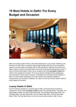 10 Best Hotels in Delhi_ For Every Budget and Occasion