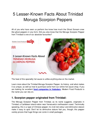 5 Lesser-Known Facts About Trinidad Moruga Scorpion Peppers