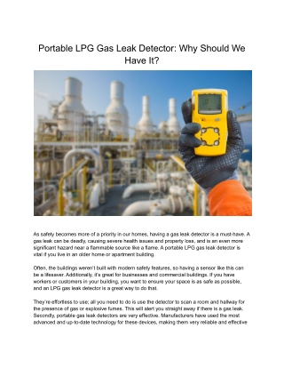 Why Is A Portable LPG Gas Leak Detector Important