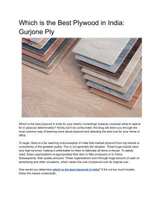 Which is the Best Plywood in India_ Gurjone Ply