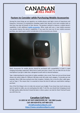 Factors to Consider while Purchasing Mobile Accessories