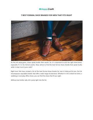 7 Best Formal Shoe Brands for Men That Fits Right - HappyCredit