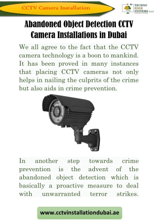 Abandoned Object Detection CCTV Camera Installations in Dubai