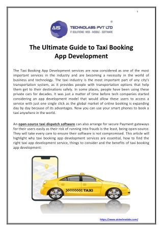 The Ultimate Guide to Taxi Booking App Development