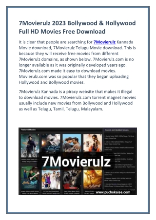 7Movierulz 2023 Latest HD Movies  Download For Free