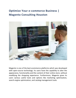 Optimize Your e-commerce Business  Magento Consulting Houston