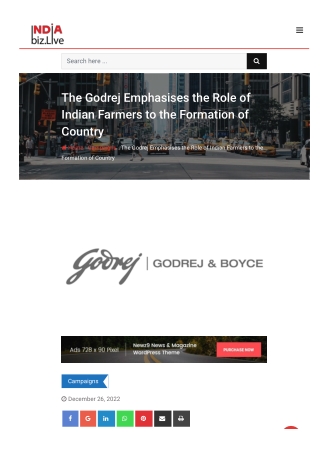The Godrej Emphasises the Role of Indian Farmers to the Formation of Country