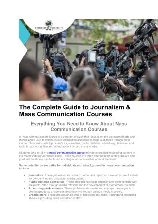 The Complete Guide to Journalism & Mass Communication Courses