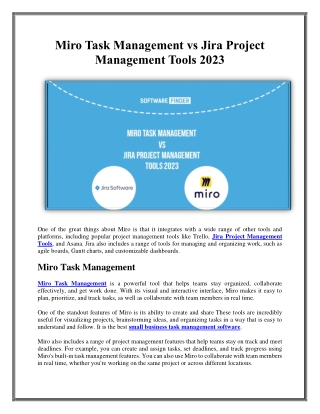Miro Task Management vs Jira Project Management Tools 2023