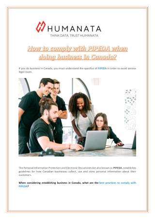 How to comply with PIPEDA when doing business in Canada