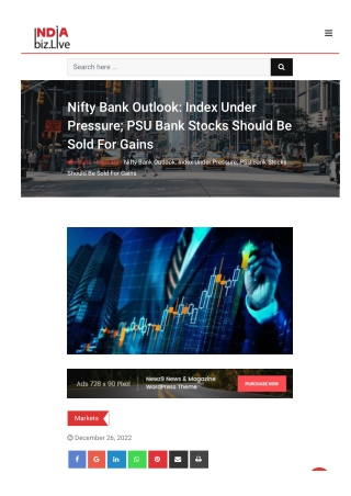 Nifty Bank Outlook Index Under Pressure; PSU Bank Stocks Should Be Sold For Gains
