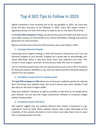 Top 4 Important SEO Tips for Higher Rankings in 2023