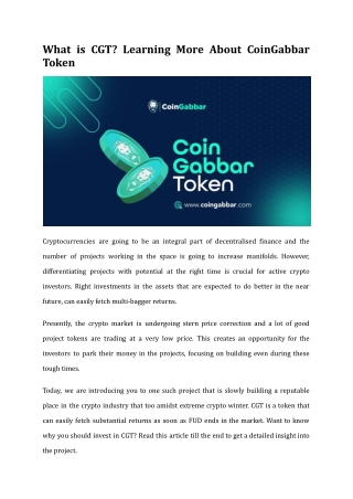 What is CGT? Learning About CoinGabbar Token | CoinGabbar