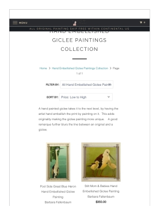 Hand Embellished Giclee Paintings Collection
