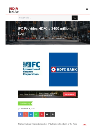 IFC Provides HDFC a $400 million Loan