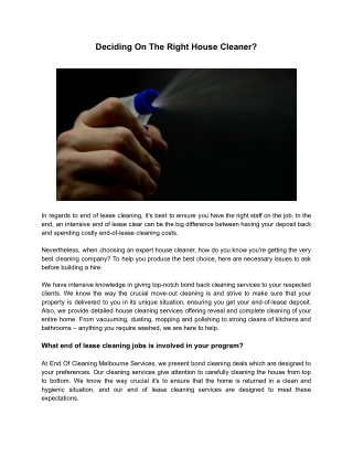 Residential End Of Lease Cleaning Melbourne Services