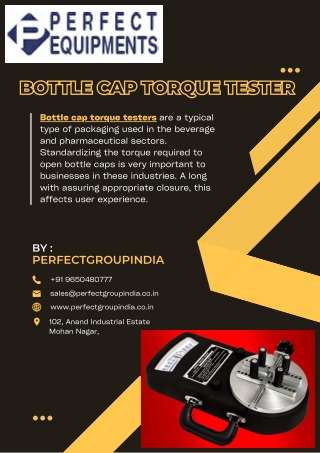 Bottle cap torque tester | Perfect Group India