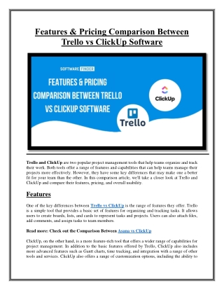 Features & Pricing Comparison Between Trello vs ClickUp Software