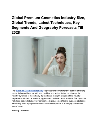 Global Premium Cosmetics Industry Size, Global Trends, Latest Techniques, Keys .
