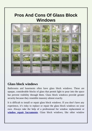 Advantages of Glass Block Windows