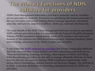 The Primary Functions of NDIS software for providers