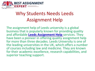 Why Students Needs Leeds Assignment Help