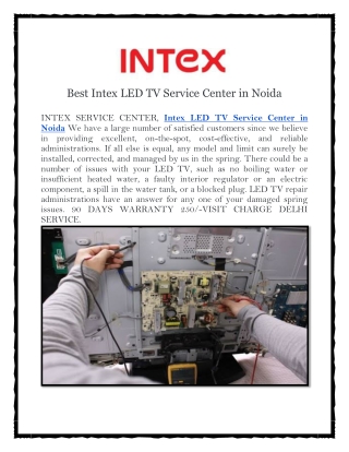 Best Intex LED TV Service Center in Noida