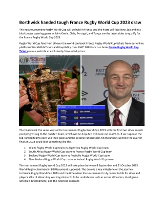 Borthwick handed tough France Rugby World Cup 2023 draw
