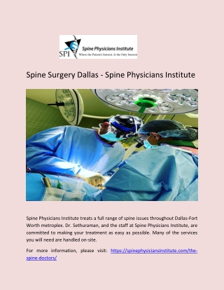 Spine Surgery Dallas - Spine Physicians Institute