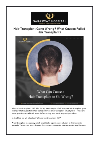 Hair Transplant Gone Wrong? What Causes Failed Hair Transplant?