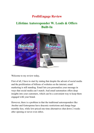 ProfitEngage - ReviewLifetime Autoresponder W. Leads & Offers Built-In