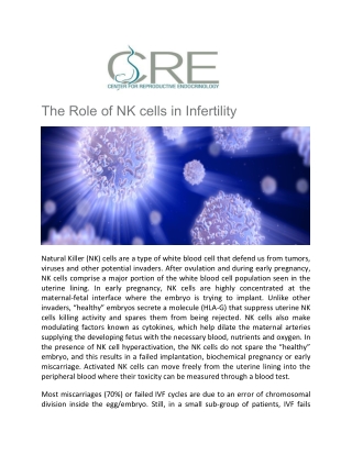 The Role of NK cells in Infertility - Center for Reproductive Endocrinology
