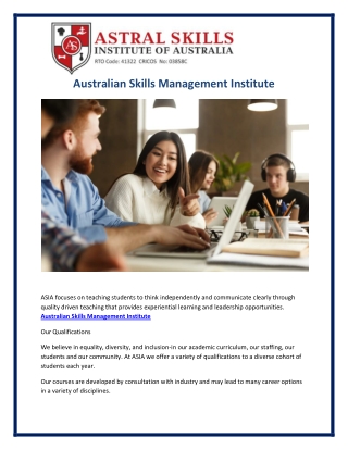 Australian Skills Management Institute