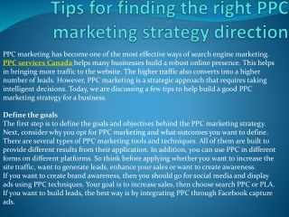 Tips for finding the right PPC marketing strategy direction