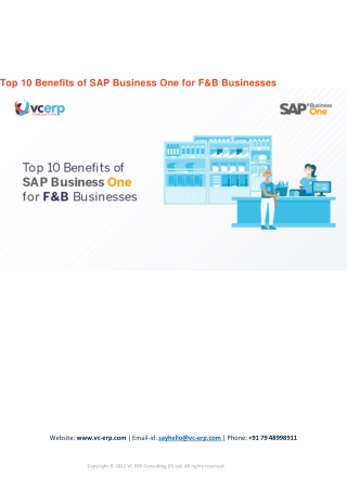 Top 10 Benefits of SAP Business One for F&B Businesses