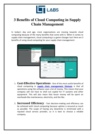 3 Benefits of Cloud Computing in Supply Chain Management