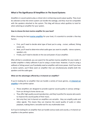 What Is The Significance Of Amplifiers In The Sound Systems