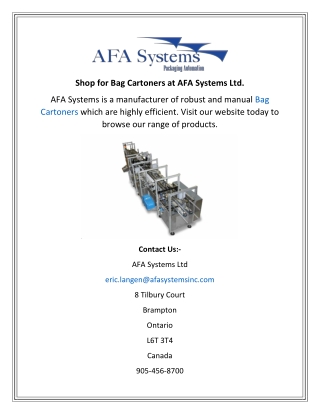 Shop for Bag Cartoners at AFA Systems Ltd.