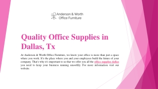 Quality Office Supplies in Dallas, Tx | Anderson & Worth Office Furniture