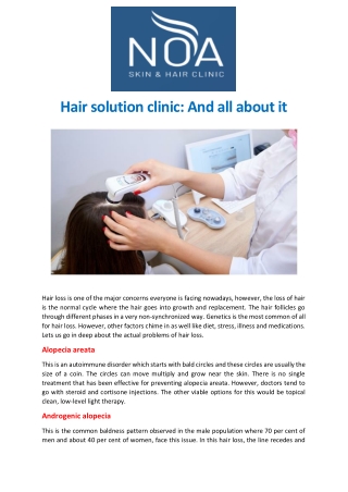 Hair solution clinic And all about it