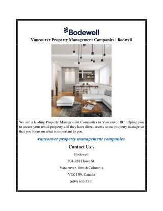 Vancouver Property Management Companies  Bodewell