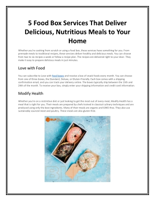 5 Food Box Services That Deliver Delicious