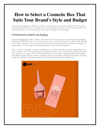 How to Select a Cosmetic Box That Suits Your Brand