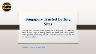 Singapore Trusted Betting Sites | Ez12bet.com